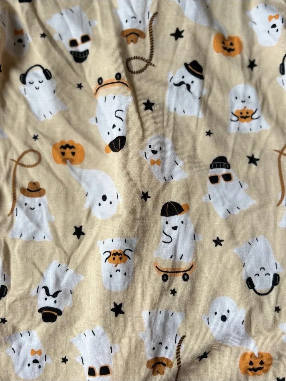 Milkberry Bamboo Cream Orange Halloween Ghosts Infant One-Piece Sleeper Sz 0-3M